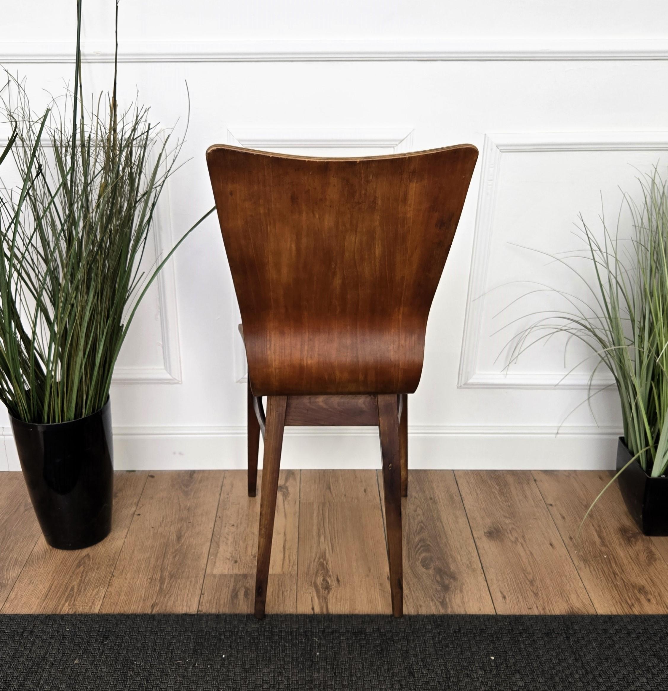 Mid-Century Modern Italian Walnut Wood Side Lounge Chair For Sale 4