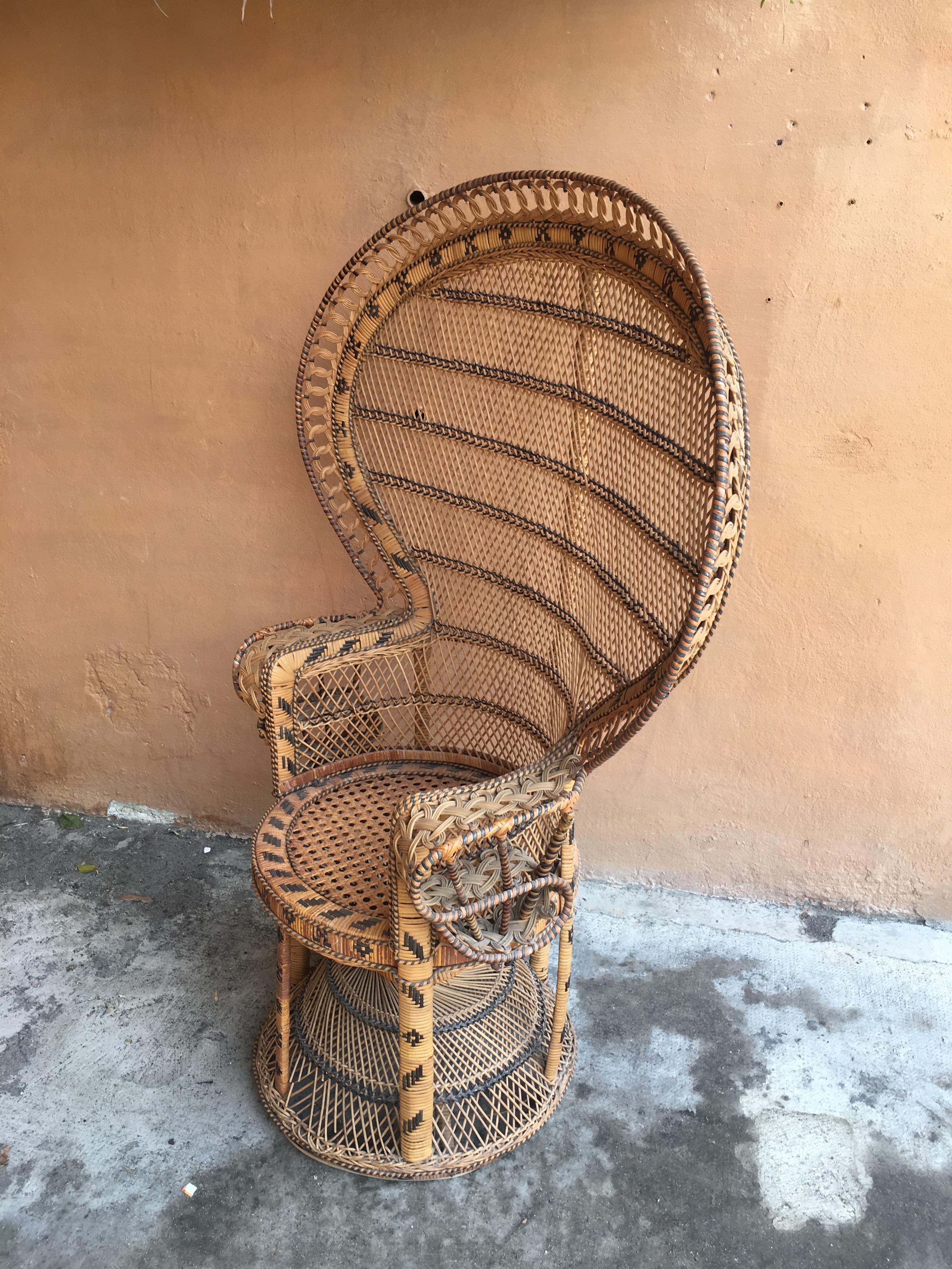 vintage wicker rattan peacock chair