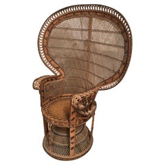 Mid-Century Modern Italian Wicker and Rattan "Emanuelle" Peacock Chair, 1970s