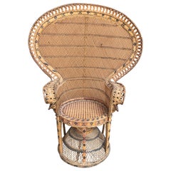Mid-Century Modern Italian Wicker and Rattan  "Emanuelle" Peacock Chair, 1970s