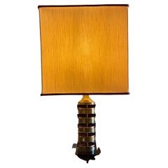 Mid-Century Modern Italian Willy Rizzo Table Lamp in Purple Plexiglass and Brass