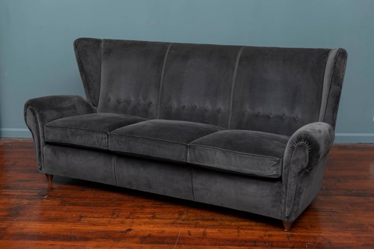 Mid-20th Century Mid-Century Modern Italian Wingback Sofa For Sale