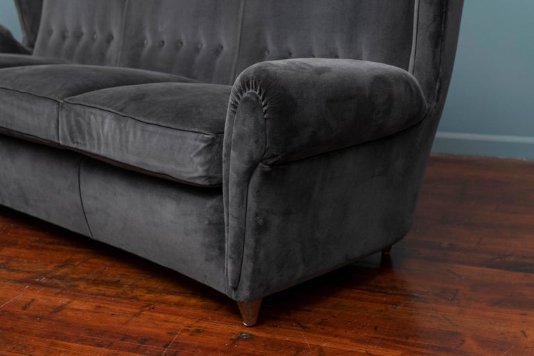 Mohair Mid-Century Modern Italian Wingback Sofa For Sale