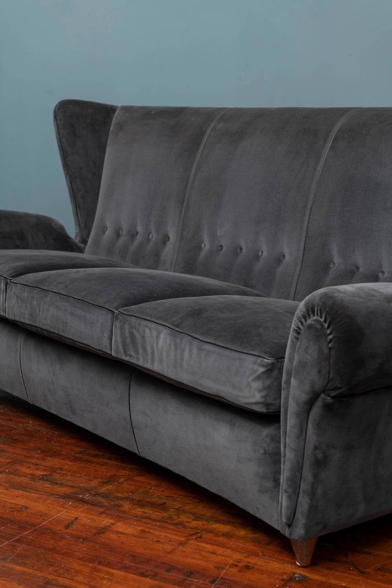 Mid-Century Modern Italian Wingback Sofa For Sale 2