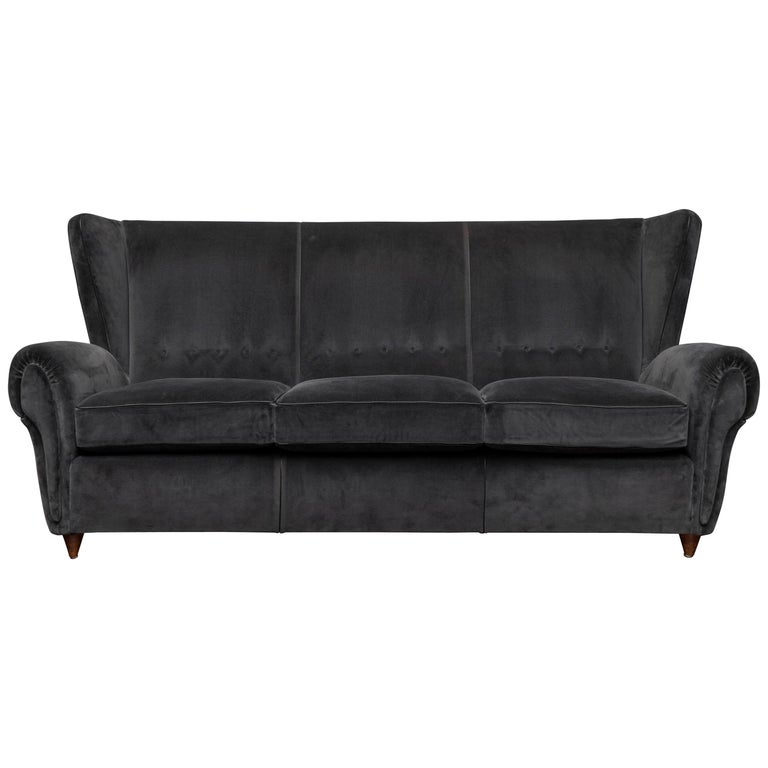 Mid-Century Modern Italian Wingback Sofa For Sale