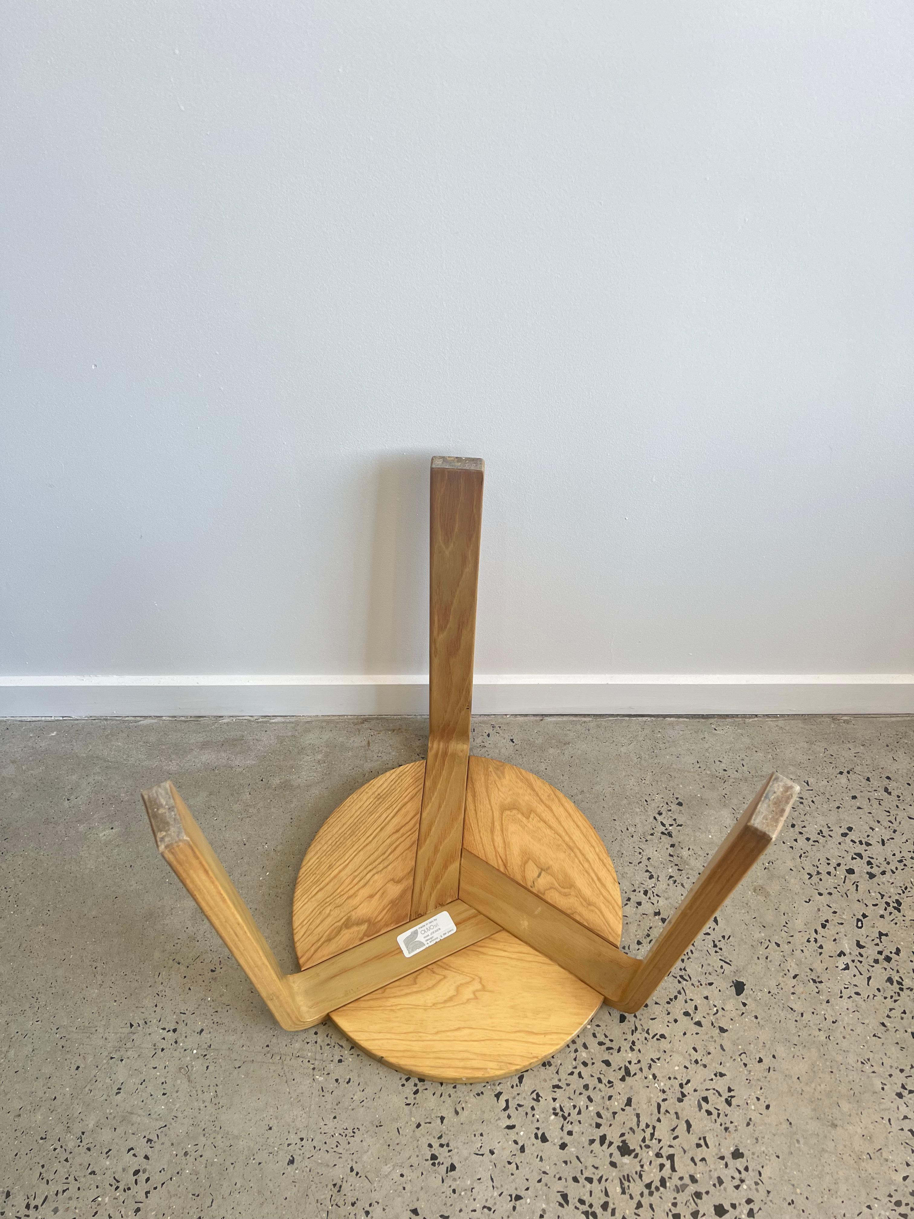 Late 20th Century Mid-Century Modern Italian Wood Stool by A.Simoni & G. Del Piero for Olive S.R.L For Sale