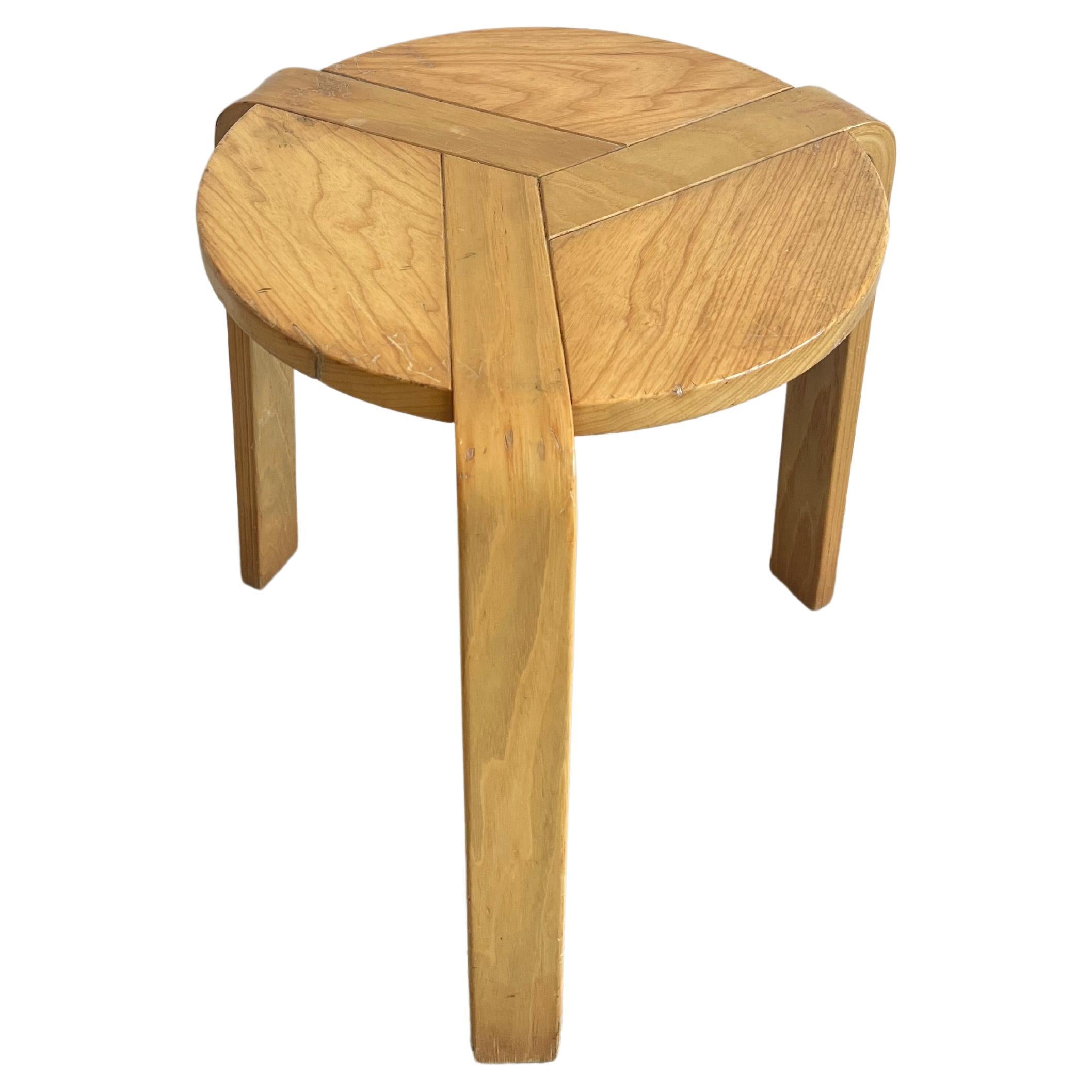 Mid-Century Modern Italian Wood Stool by A.Simoni & G. Del Piero for Olive S.R.L For Sale