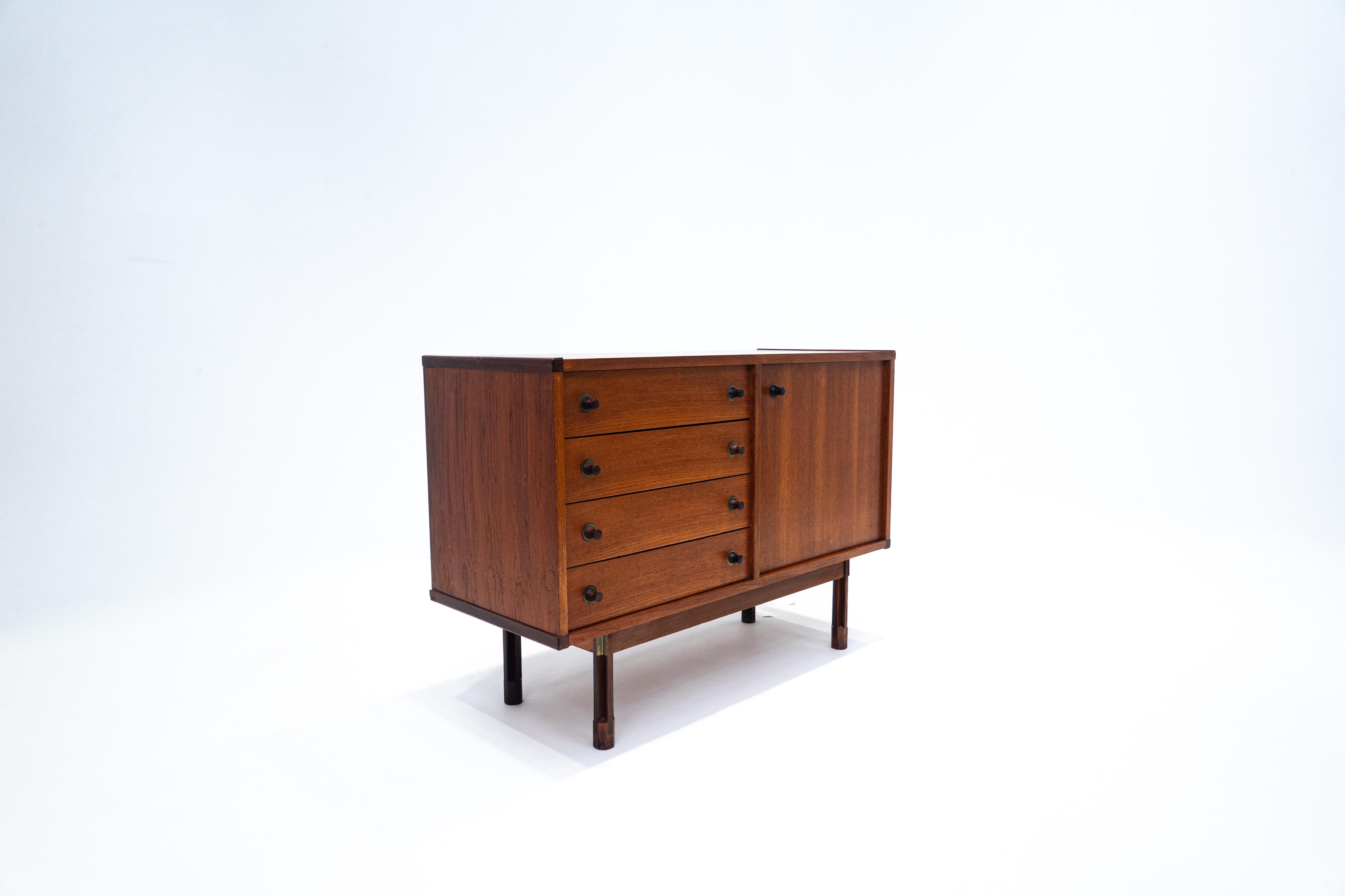 Mid-Century Modern Italian wooden chest of drawers, 1960s.
