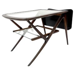 Vintage Mid-Century Modern Italian Wooden Coffee Table with Magazine Rack, 1960s