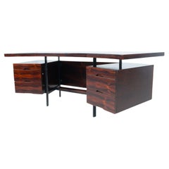 Mid-Century Modern Italian Wooden Desk with Drawers, 1960s