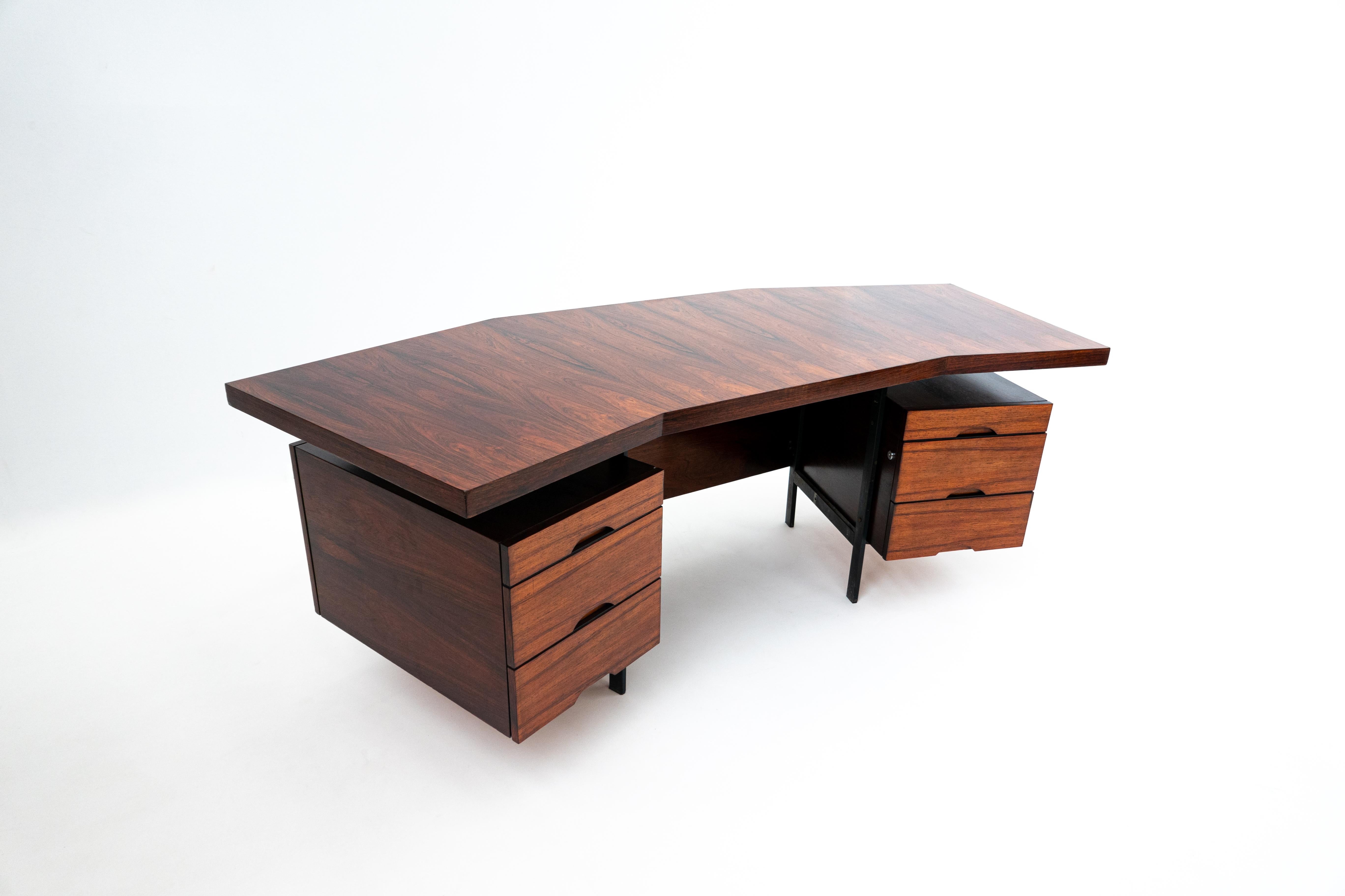 MidCentury Modern Italian Wooden Desk with Drawers, Italy, 1960s at