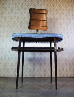 Mid-Century Modern Italian Wooden Glass XL Mirror Dressing Table, Italy 1950s