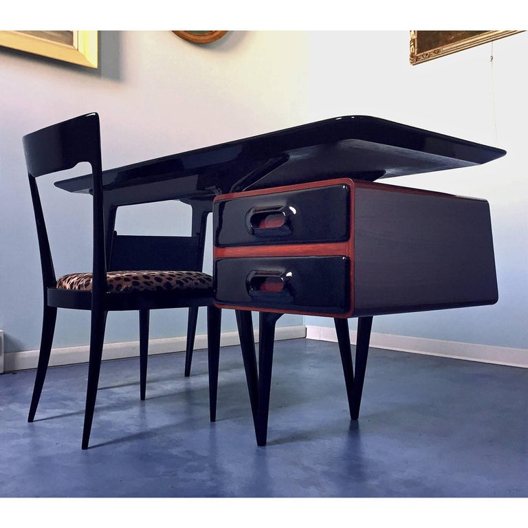 Italian Mid Century Rosewood Writing Desk By Silvio Cavatorta 1950s Mid Century Modern Italian Rosewood Writing Desk By Silvio Cavatorta 1950s