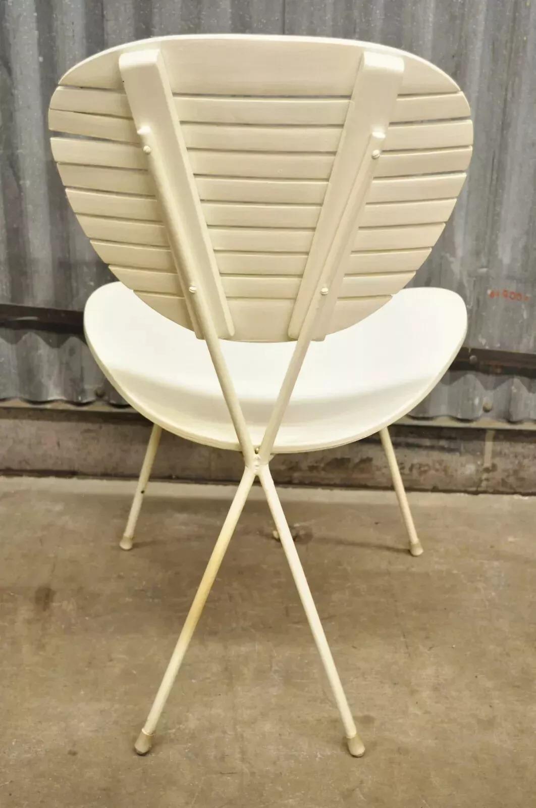 Mid Century Modern Italian Wrought Iron Hairpin Leg Bentwood Accent Side Chair im Zustand „Gut“ im Angebot in Philadelphia, PA