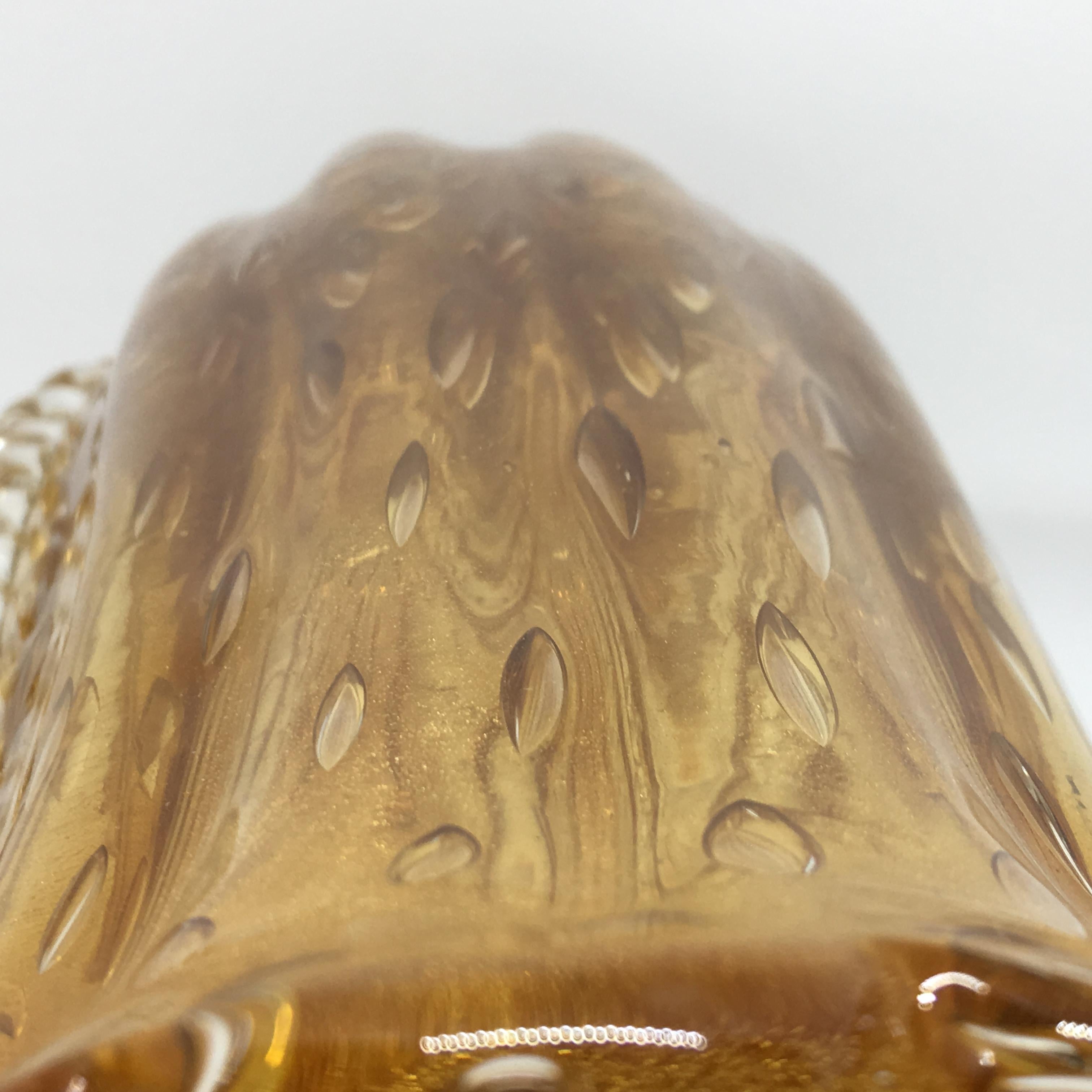 Mid-Century Modern Italian yellow and gold Murano Glass Vase 1970 5