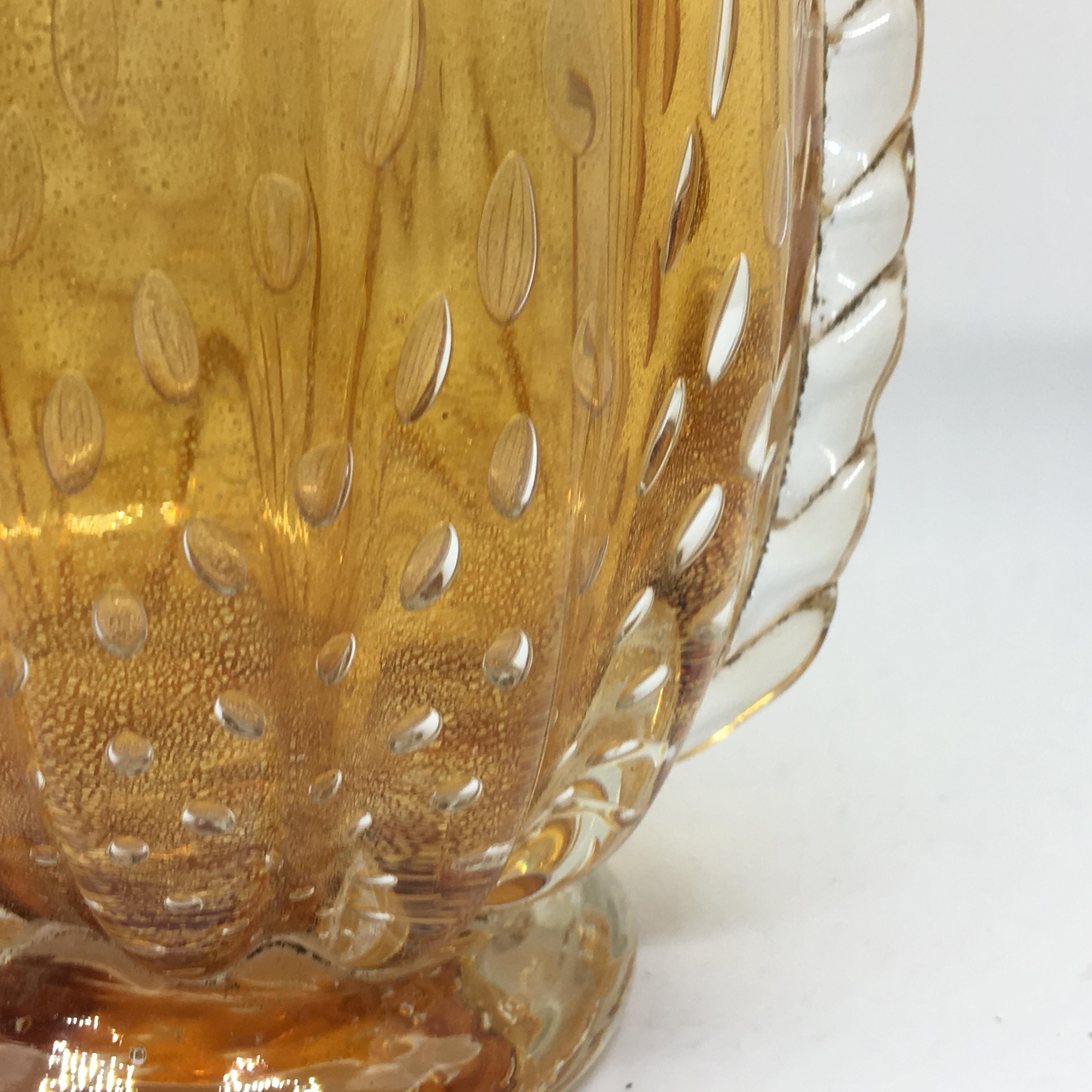 Mid-Century Modern Italian yellow and gold Murano Glass Vase 1970 In Good Condition In Aci Castello, IT