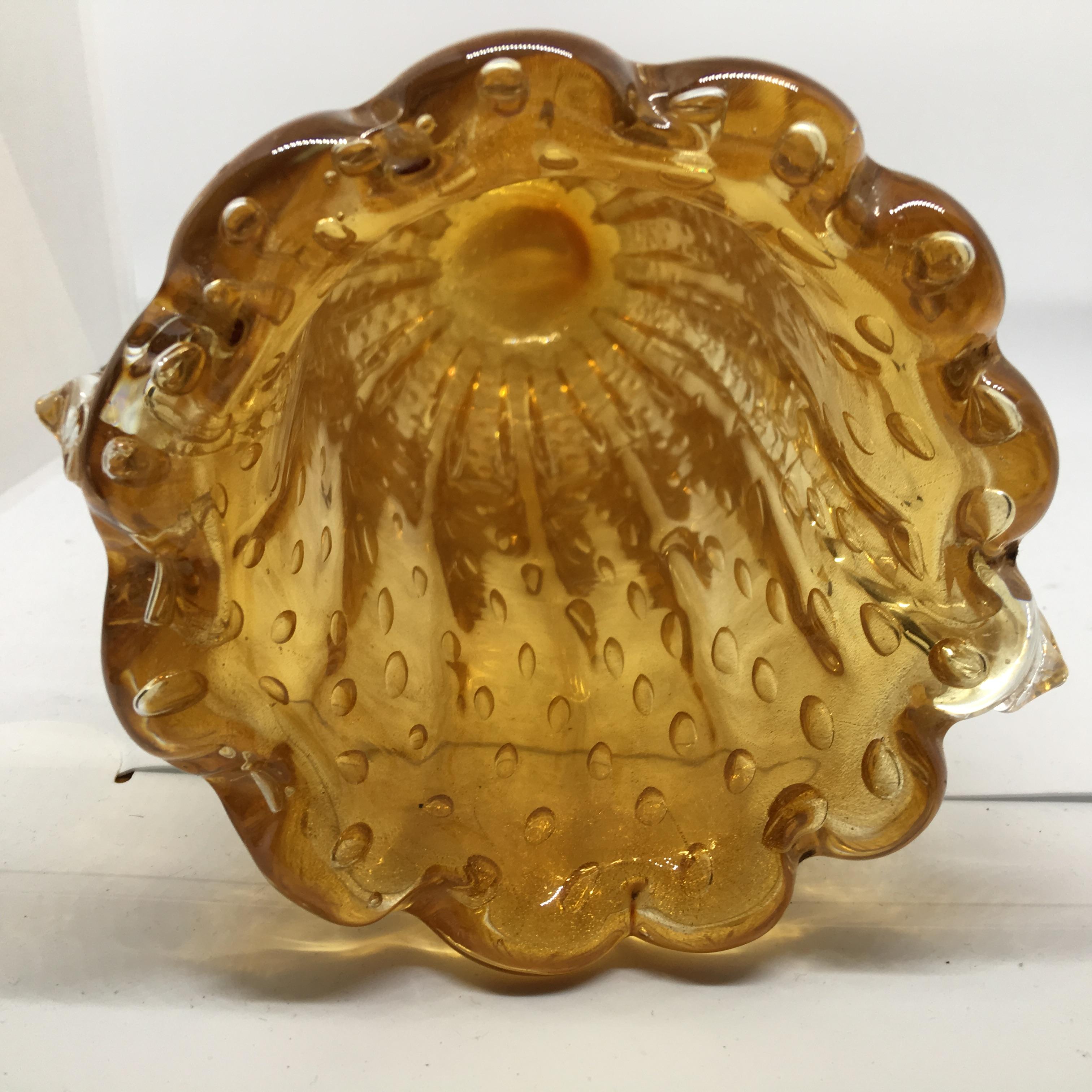 Mid-Century Modern Italian yellow and gold Murano Glass Vase 1970 2