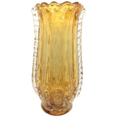 Mid-Century Modern Italian yellow and gold Murano Glass Vase 1970