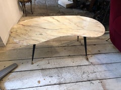 Mid-Century Modern Italian Yellow Marble and Brass Coffee Table, circa 1950