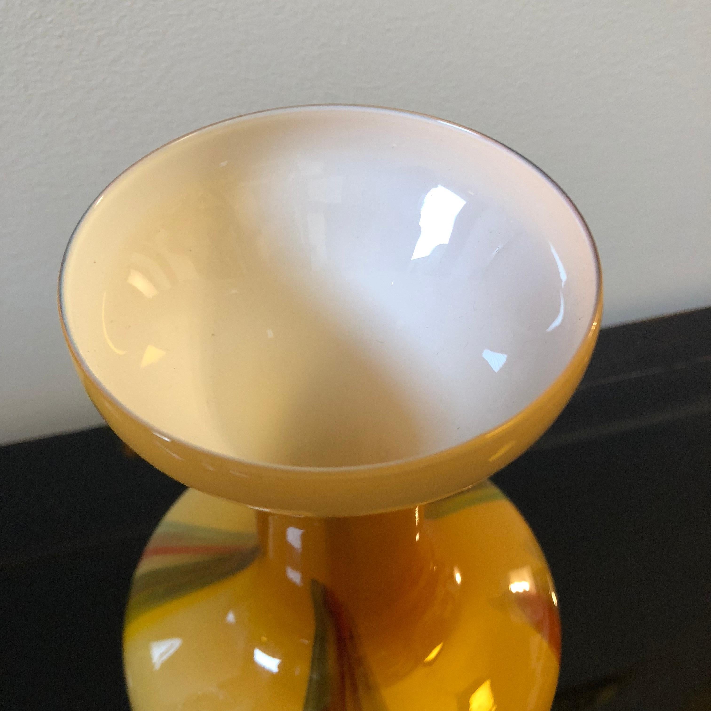 Mid-Century Modern Italian Yellow Opaline Vase, circa 1970 In Good Condition In Aci Castello, IT