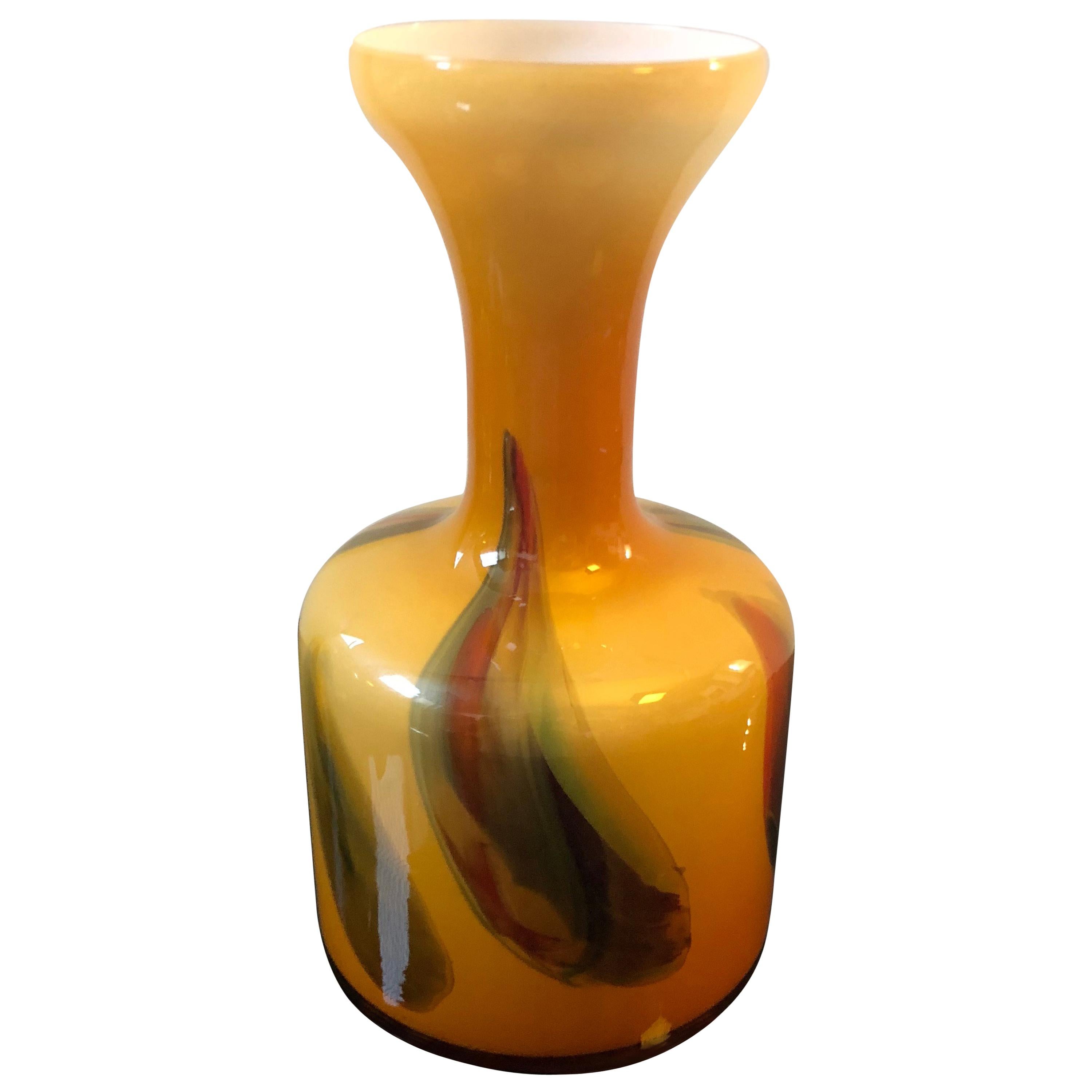 Mid-Century Modern Italian Yellow Opaline Vase, circa 1970