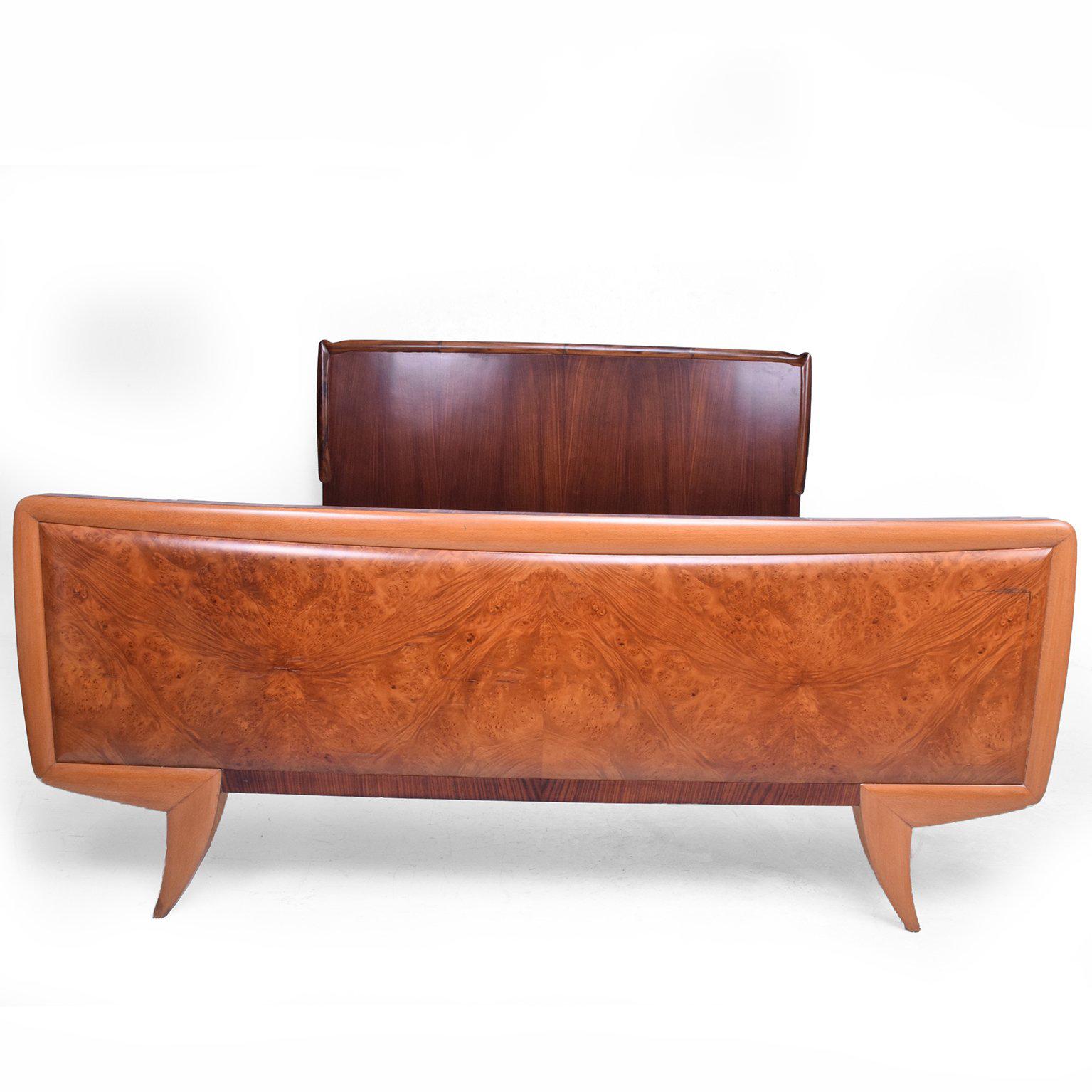 European Mid-Century Modern Italian Bed Frame in Exotic Wood ITALY Borsani 1950s 3