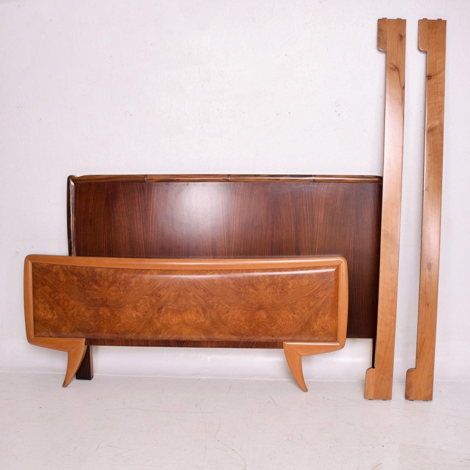 European Mid-Century Modern Italian Bed Frame in Exotic Wood ITALY Borsani 1950s 4