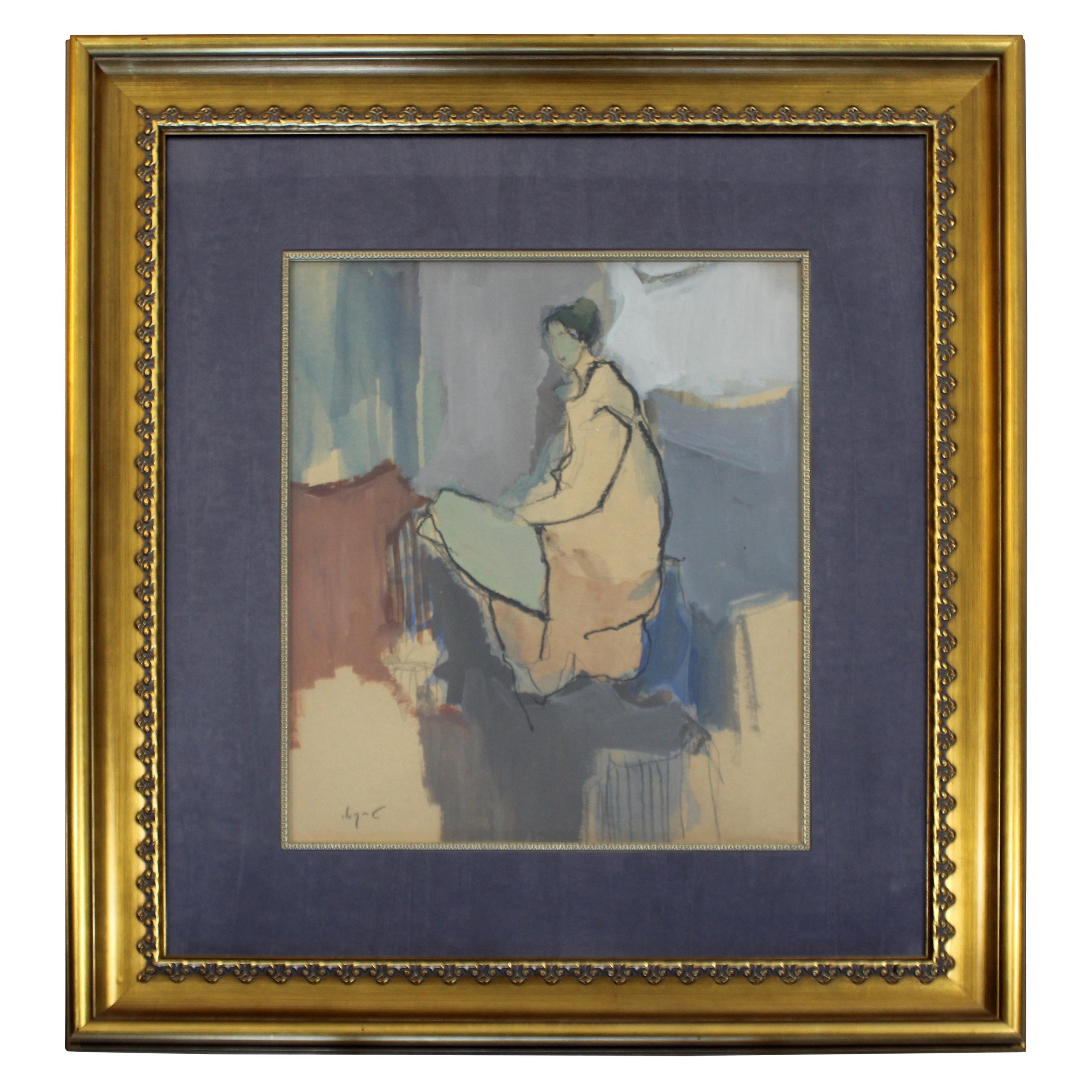 Unique Itzchak Tarkay Watercolor Mixed Media Original Relaxation COA at