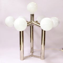 Mid-Century Modern J. T. Kalmar Franken KG Atomic 7 Chrom-Tischlampe, Mid-Century Modern
