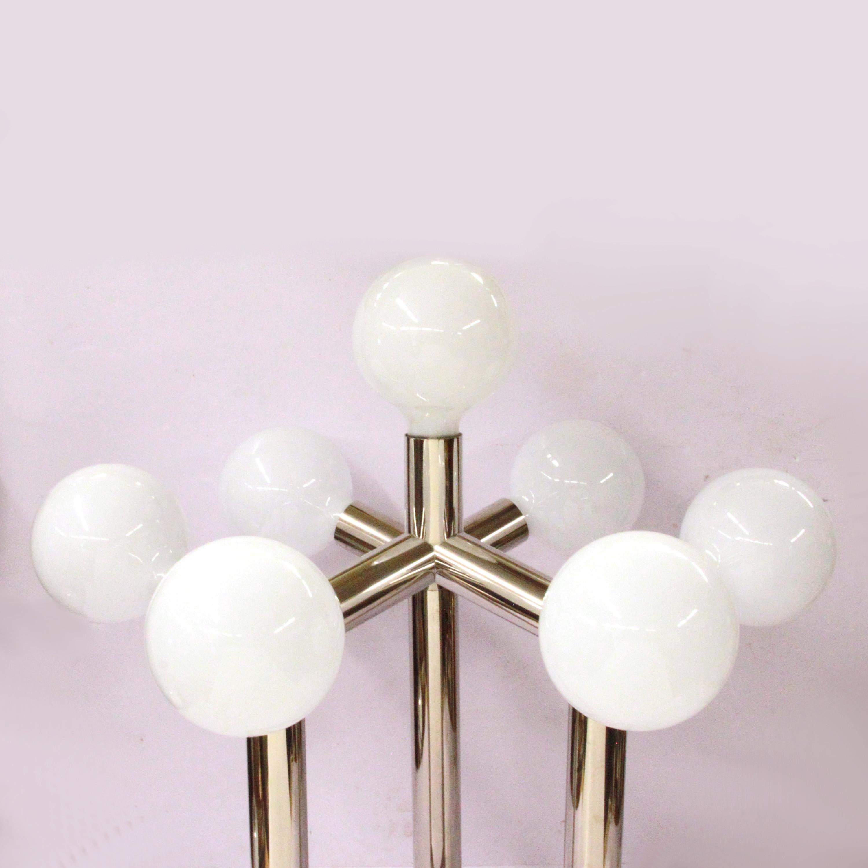 Mid-Century Modern Mid Century Modern J. T. Kalmar Franken KG Atomic 7 Chrome Table Lamp For Sale