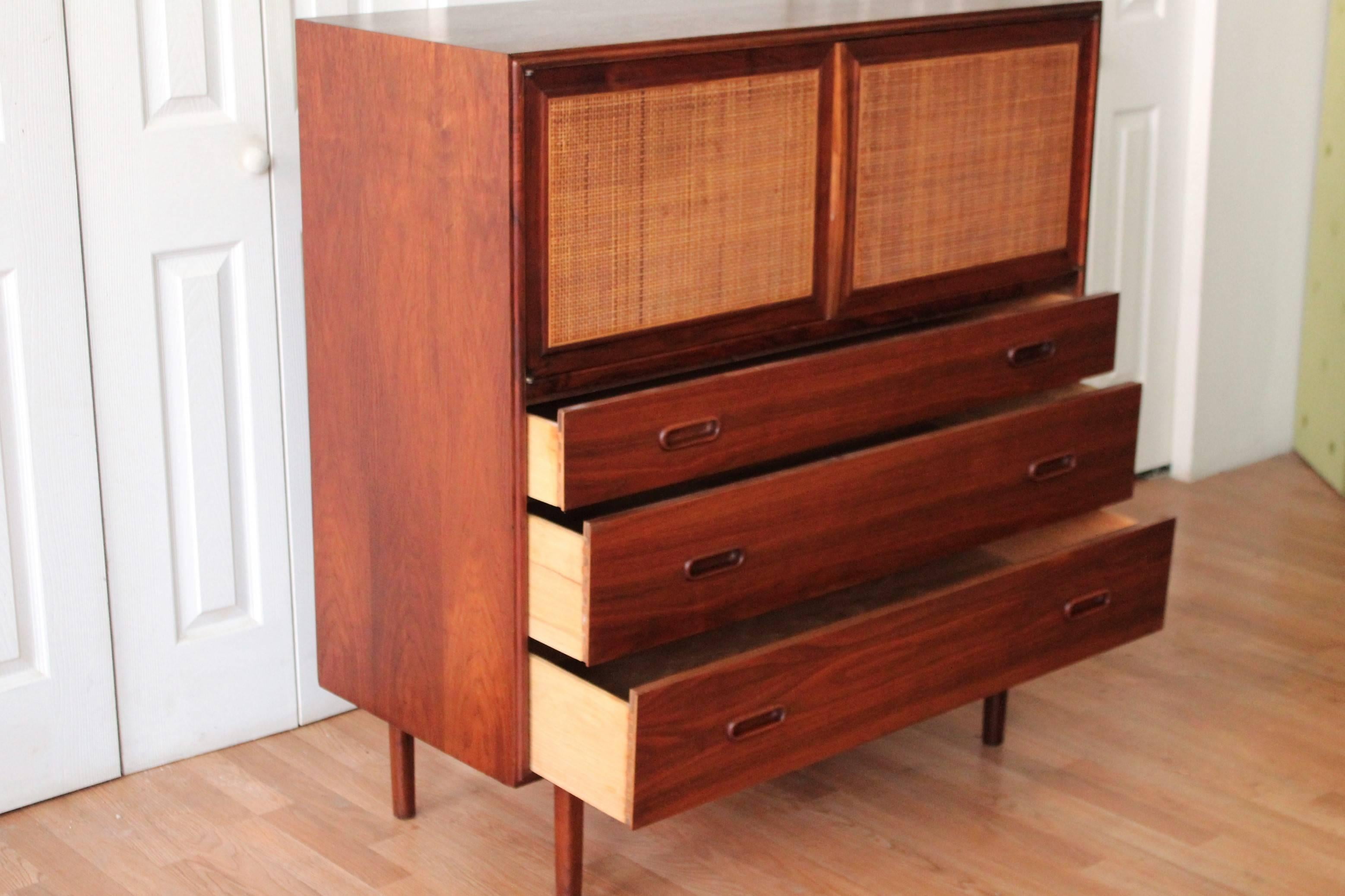 American Mid-Century Modern Jack Cartwright for Founders Walnut Highboy