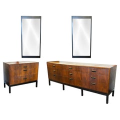 Mid-Century Modern Jack Cartwright Founders Credenza Dresser & Mirrors Set