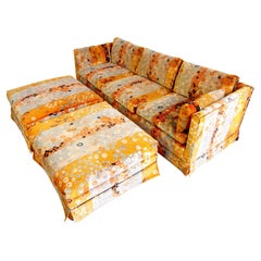 Mid-Century Modern Jack Lenor Larsen ~Primavera~ Velvet Sofa & Ottomans