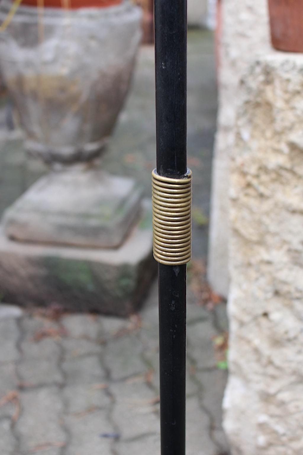 Mid Century Modern Jacques Adnet Vintage Black Iron Floor Lamp 1950s France For Sale 2