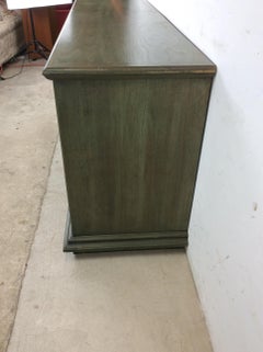 Mid Century Modern Jade Credenza with Unique Brass Hardware