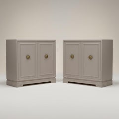 Mid-Century Modern James Mont Greek Key Inspired Chests Commodes Cabinets - Pair