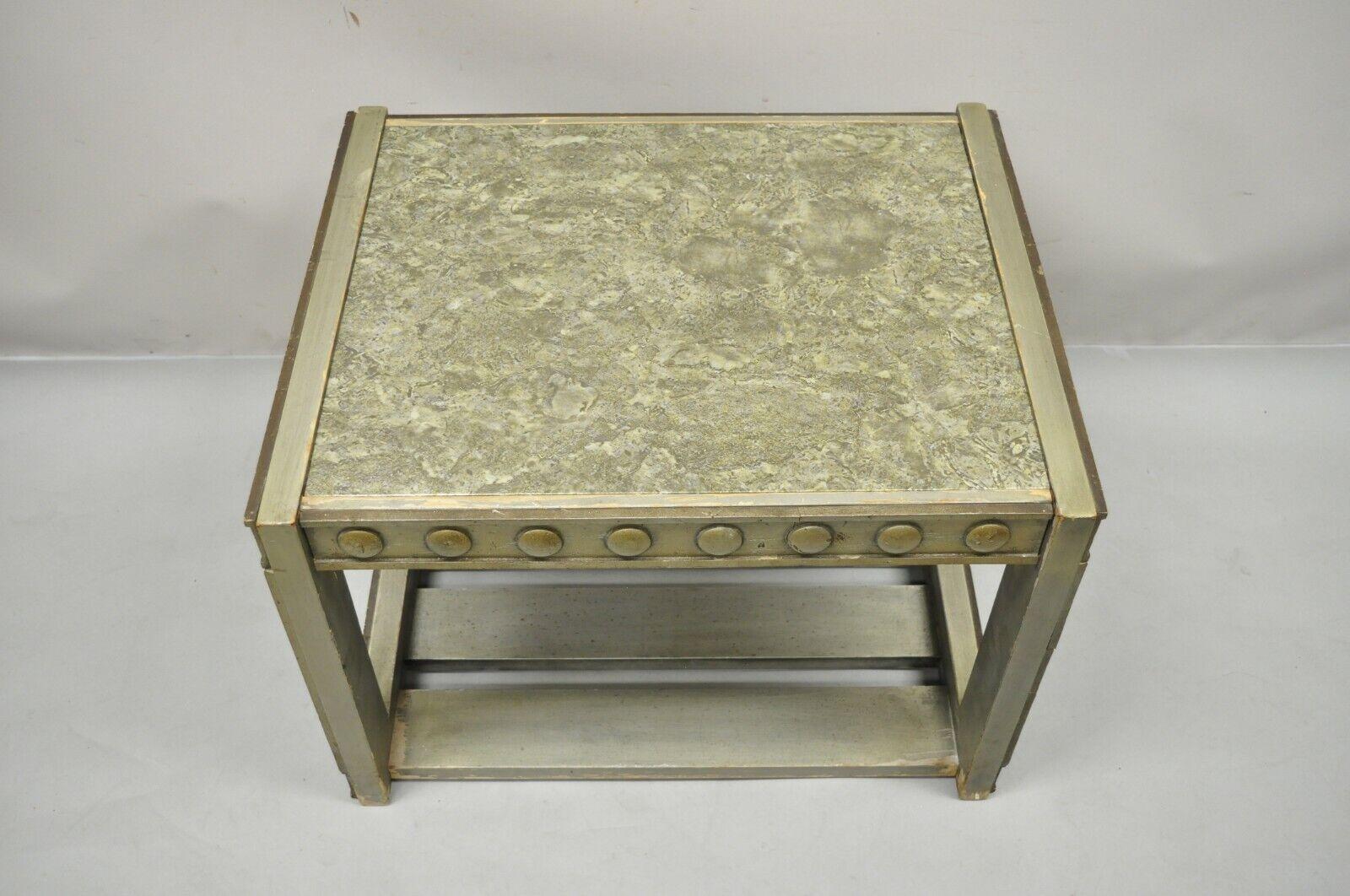 Mid-Century Modern Mid Century Modern James Mont Style Silver Occasional Side End Table For Sale