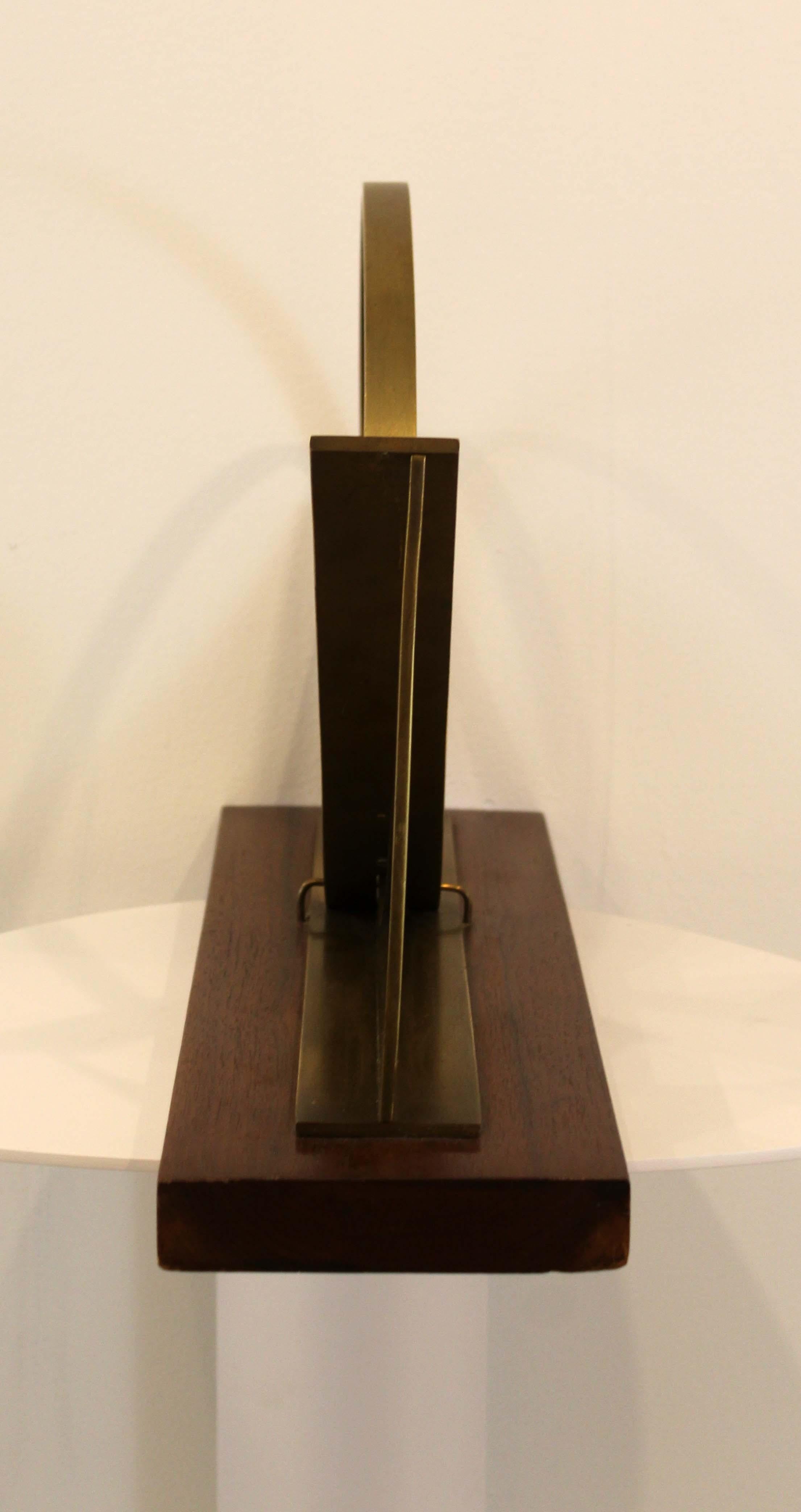 Mid-Century Modern James Nani Modern Geometric Brass & Wood Sculpture, 1970s In Good Condition In Keego Harbor, MI