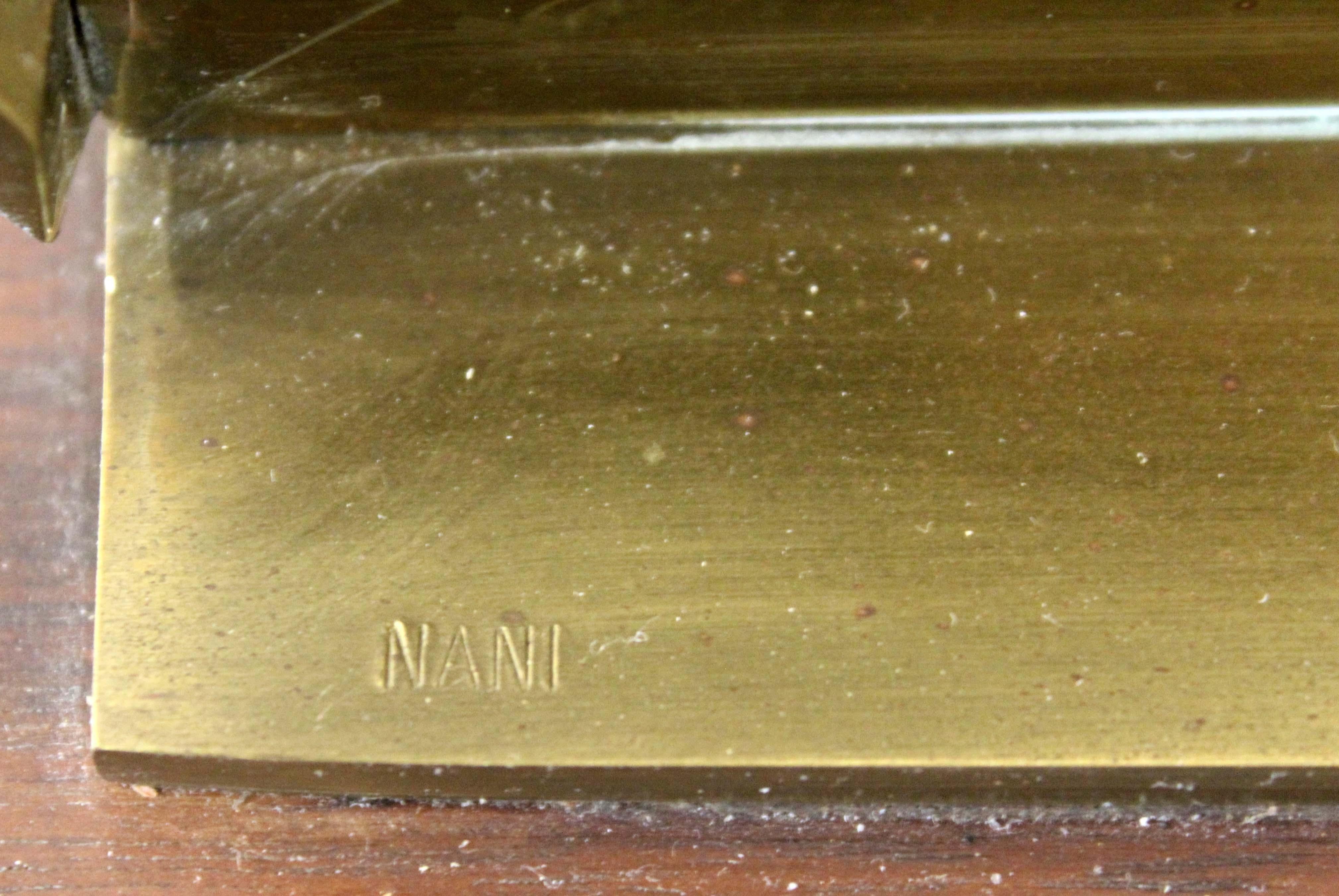 Late 20th Century Mid-Century Modern James Nani Modern Geometric Brass & Wood Sculpture, 1970s