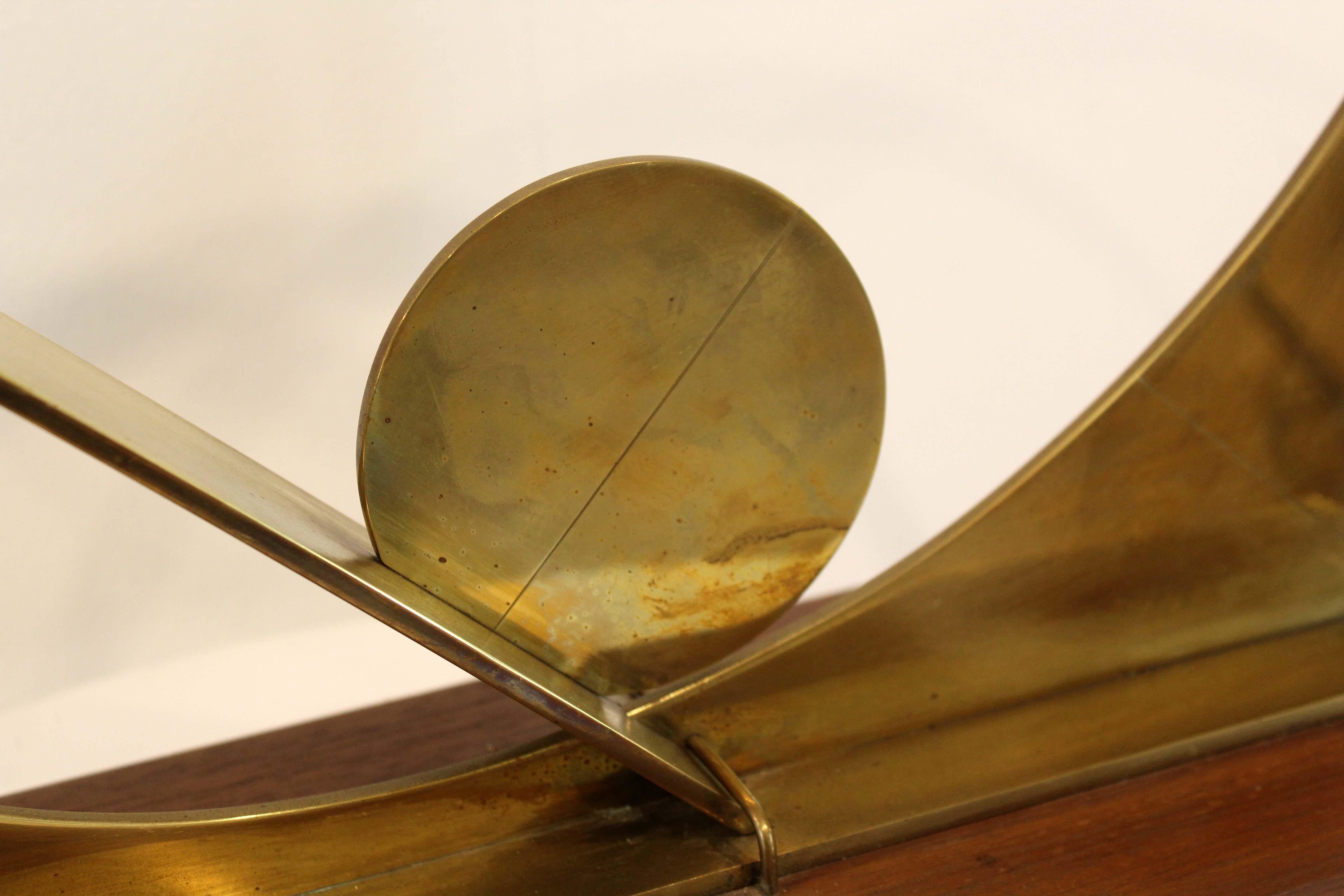 Mid-Century Modern James Nani Modern Geometric Brass & Wood Sculpture, 1970s 2