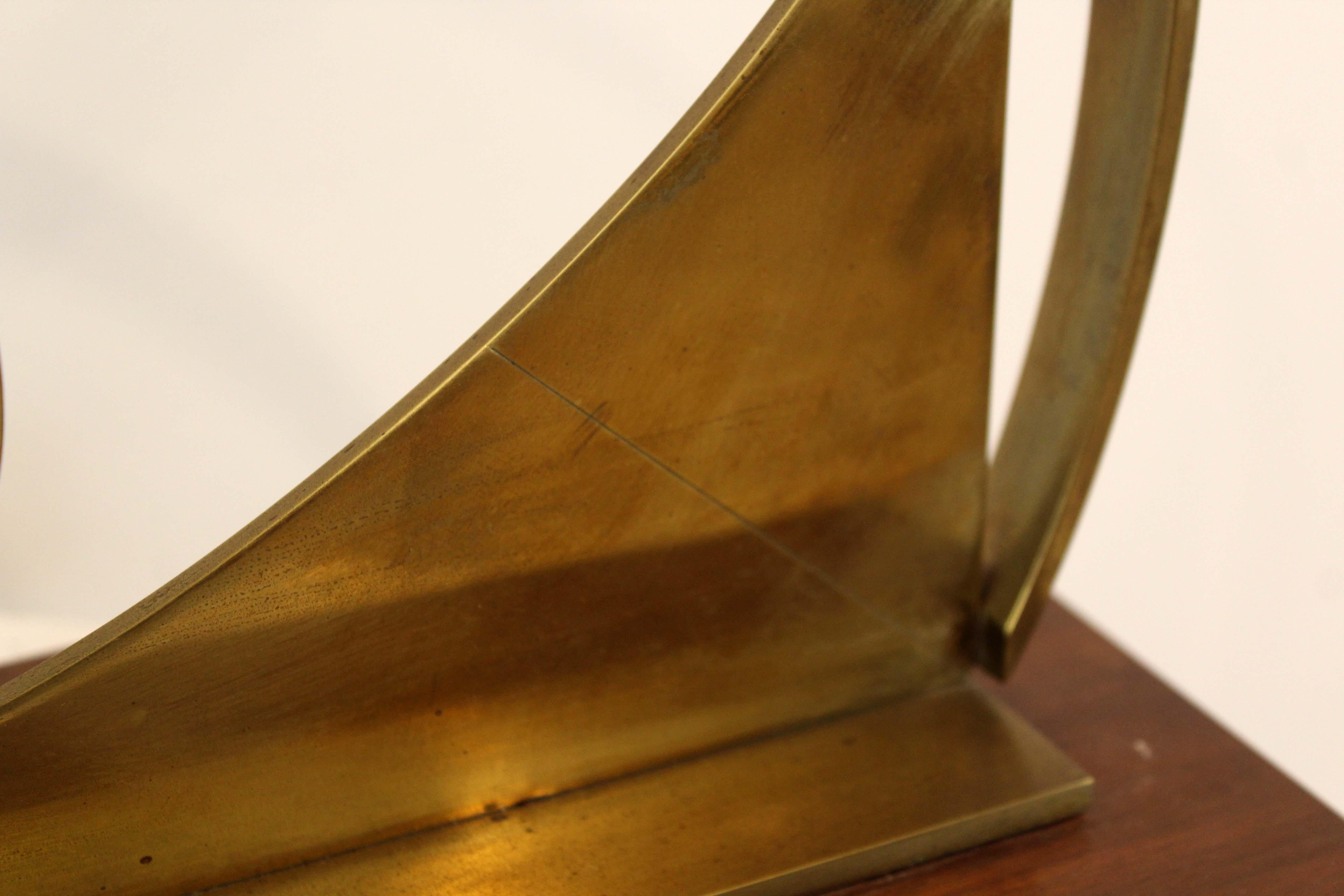 Mid-Century Modern James Nani Modern Geometric Brass & Wood Sculpture, 1970s 3