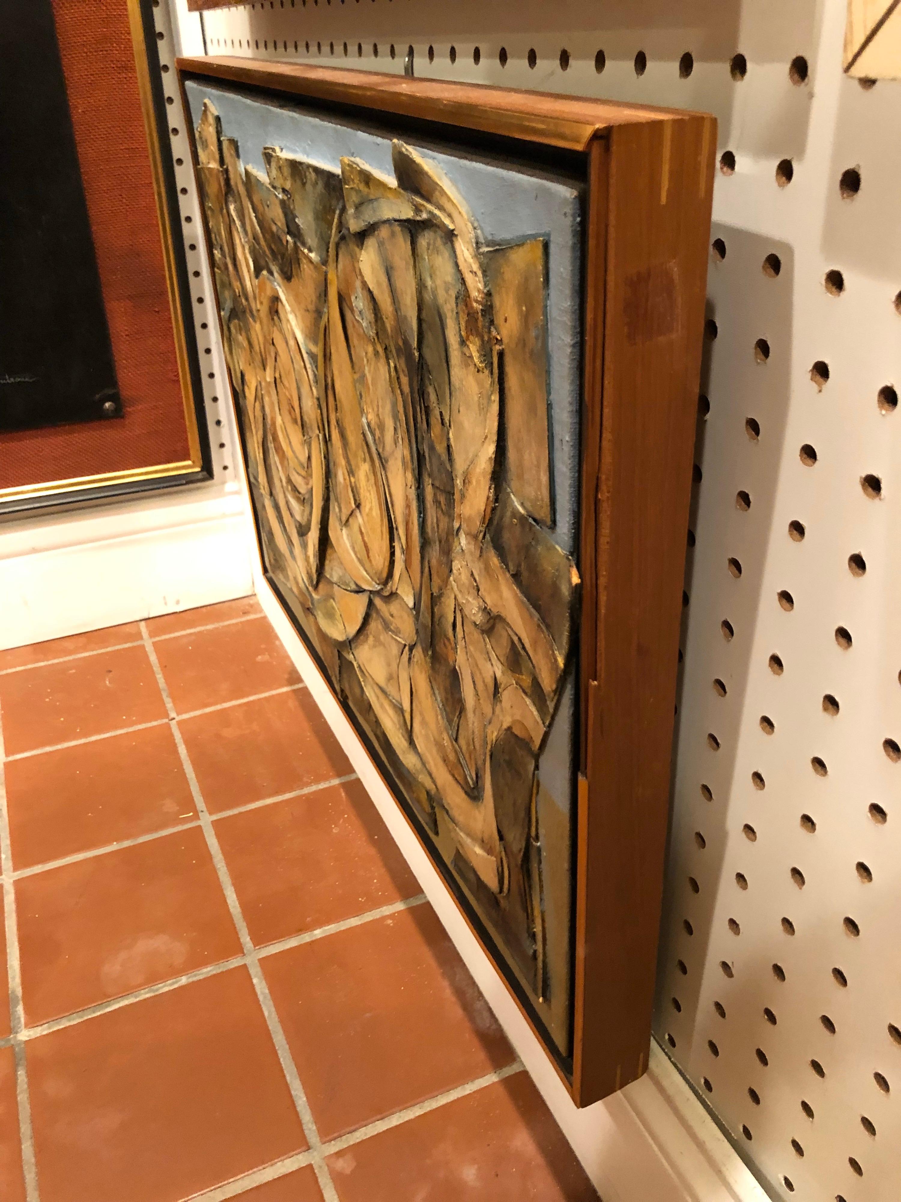 Mid-Century Modern Janet Satz Collage Painting In Good Condition In Redding, CT