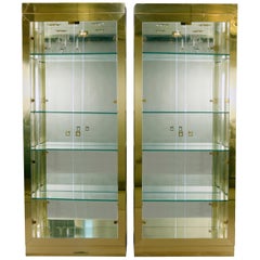 Mid-Century Modern Jansen Brass 
Glass Display Cabinets by Jansen, 20th Century
