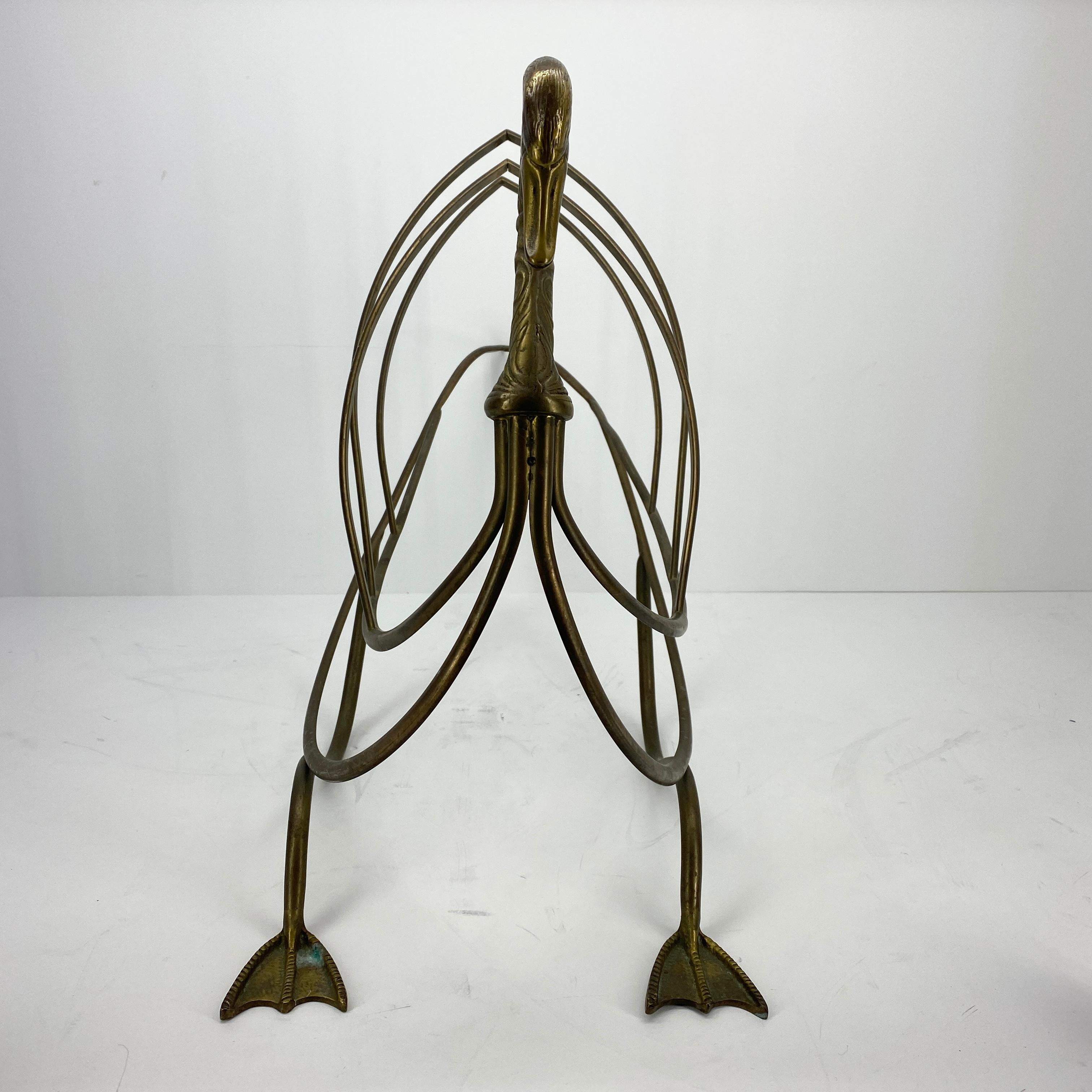 Mid-Century Modern Jansen Brass Swan Magazine Rack For Sale 6