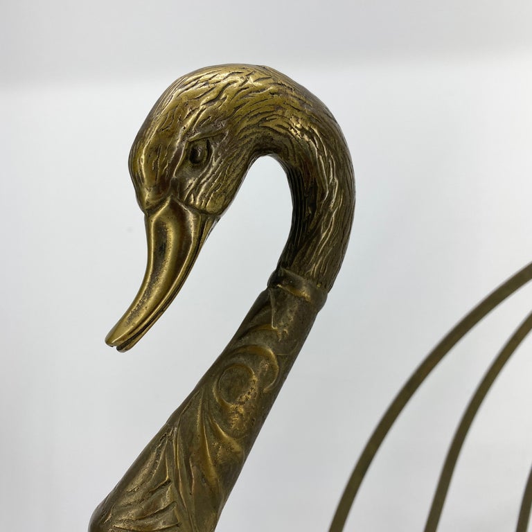 Mid-Century Modern Jansen Brass Swan Magazine Rack For Sale 8