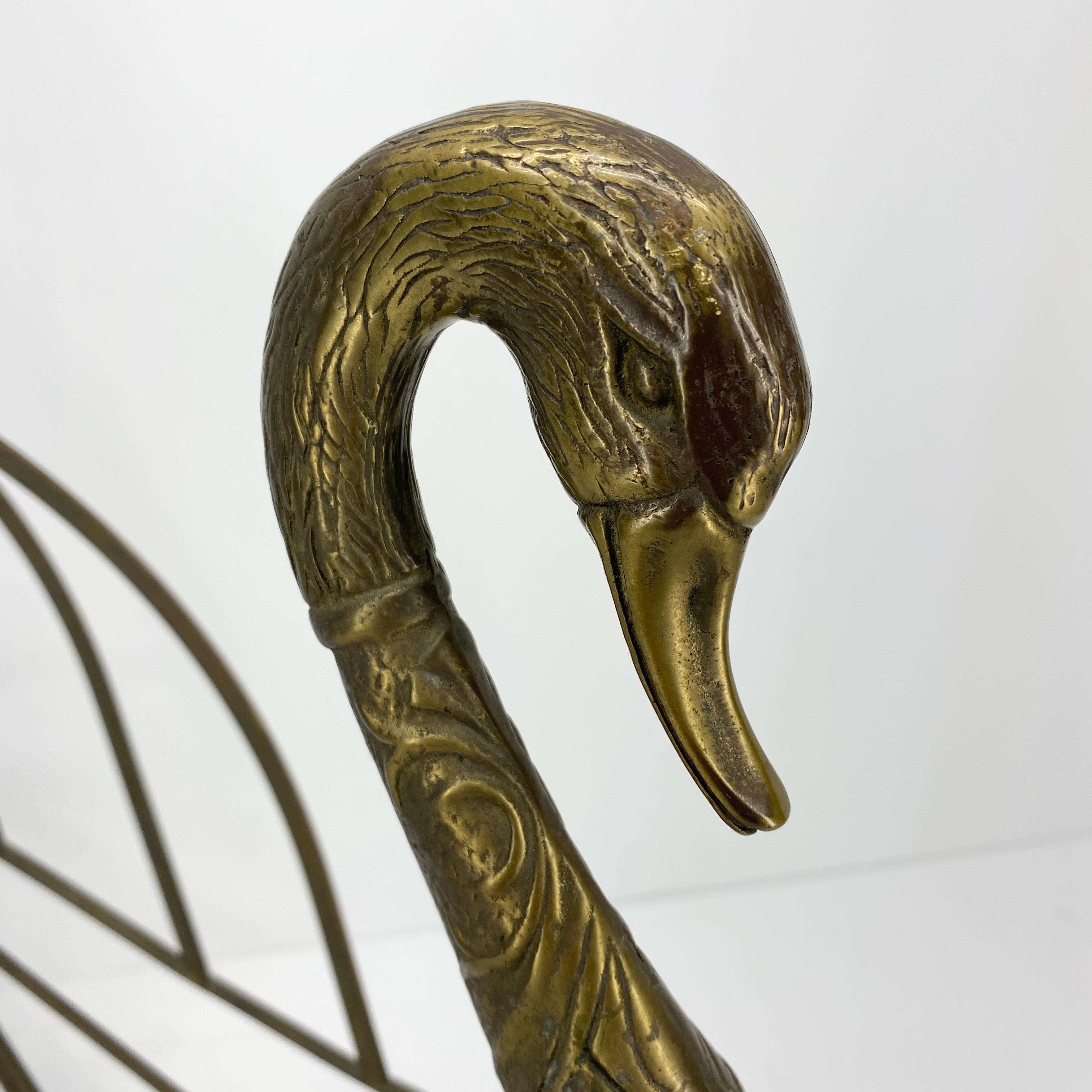 Mid-20th Century Mid-Century Modern Jansen Brass Swan Magazine Rack For Sale