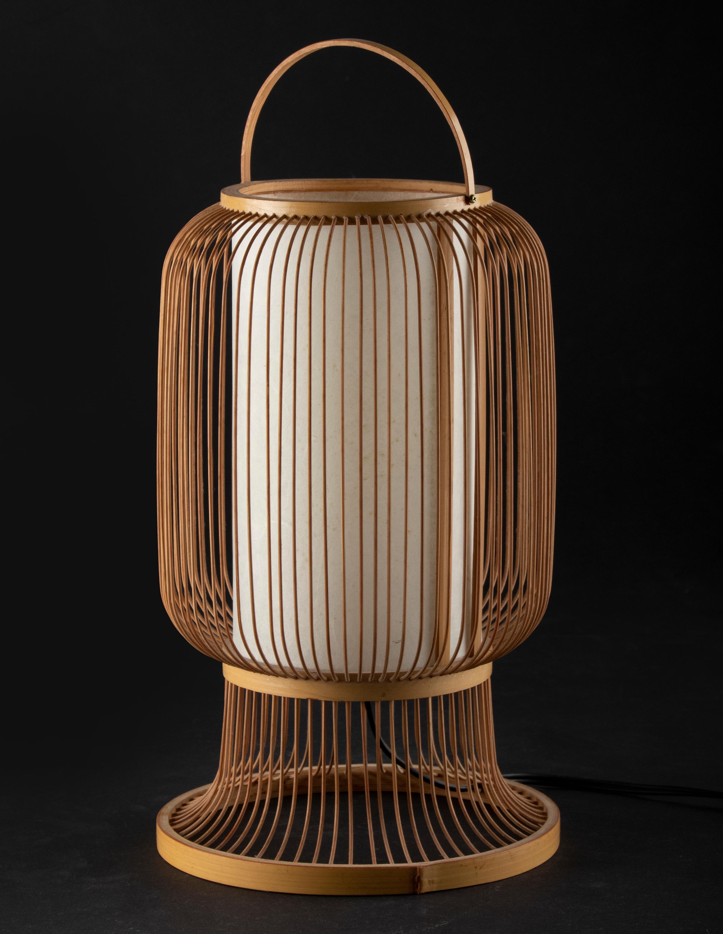 Mid-Century Modern Japanese Bamboo Spokes Lantern Lamp 2