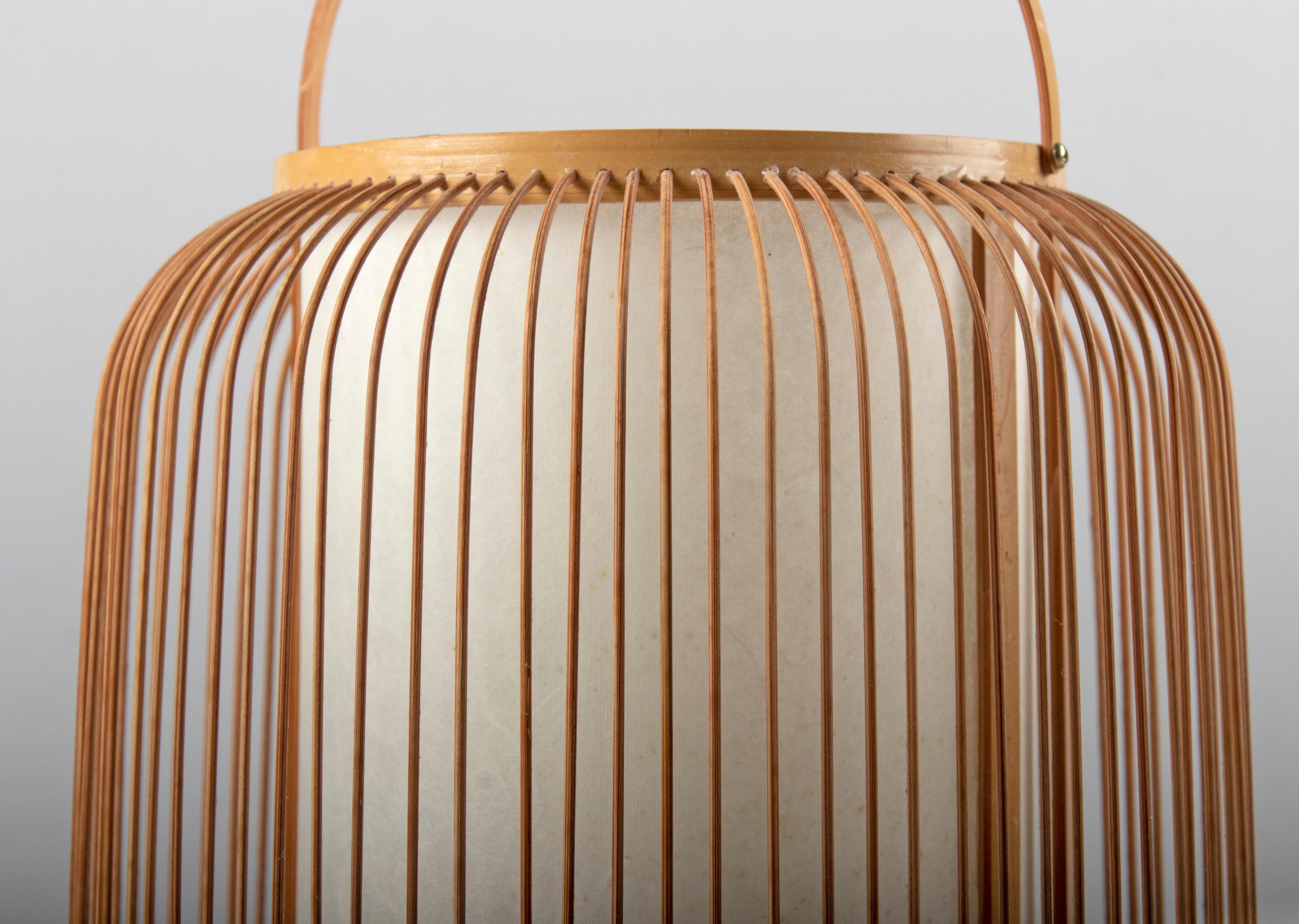 Mid-Century Modern Japanese Bamboo Spokes Lantern Lamp 3