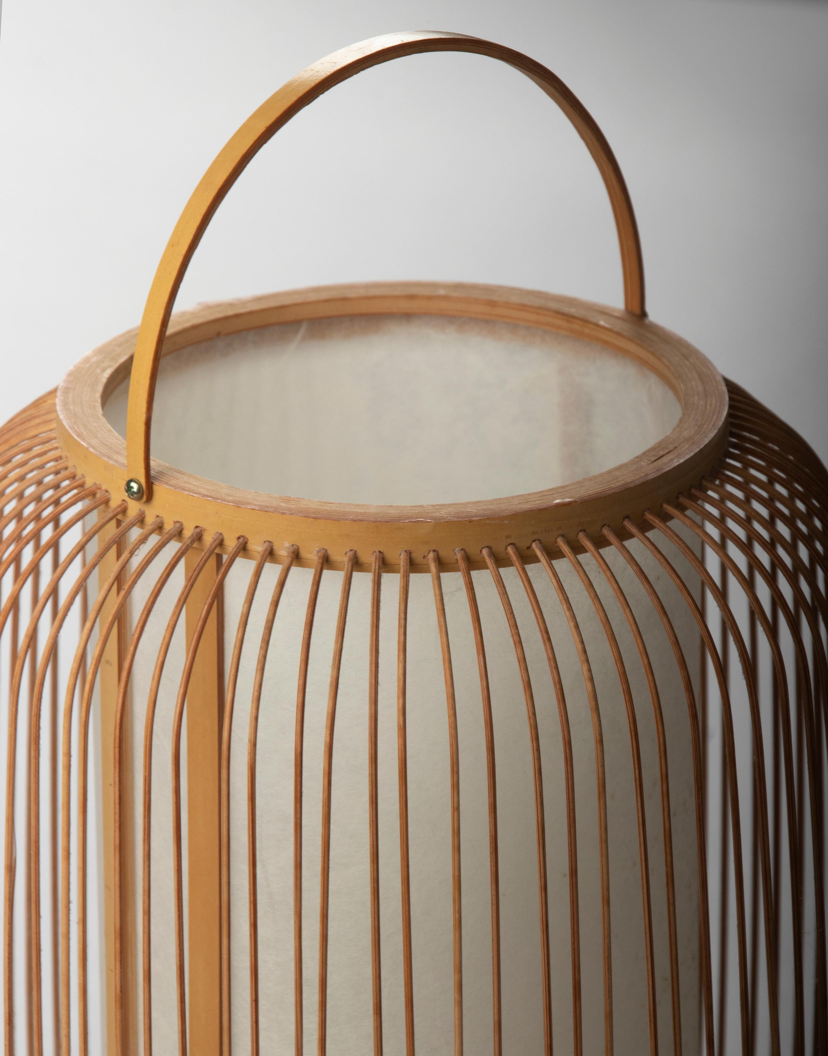 Mid-Century Modern Japanese Bamboo Spokes Lantern Lamp 8