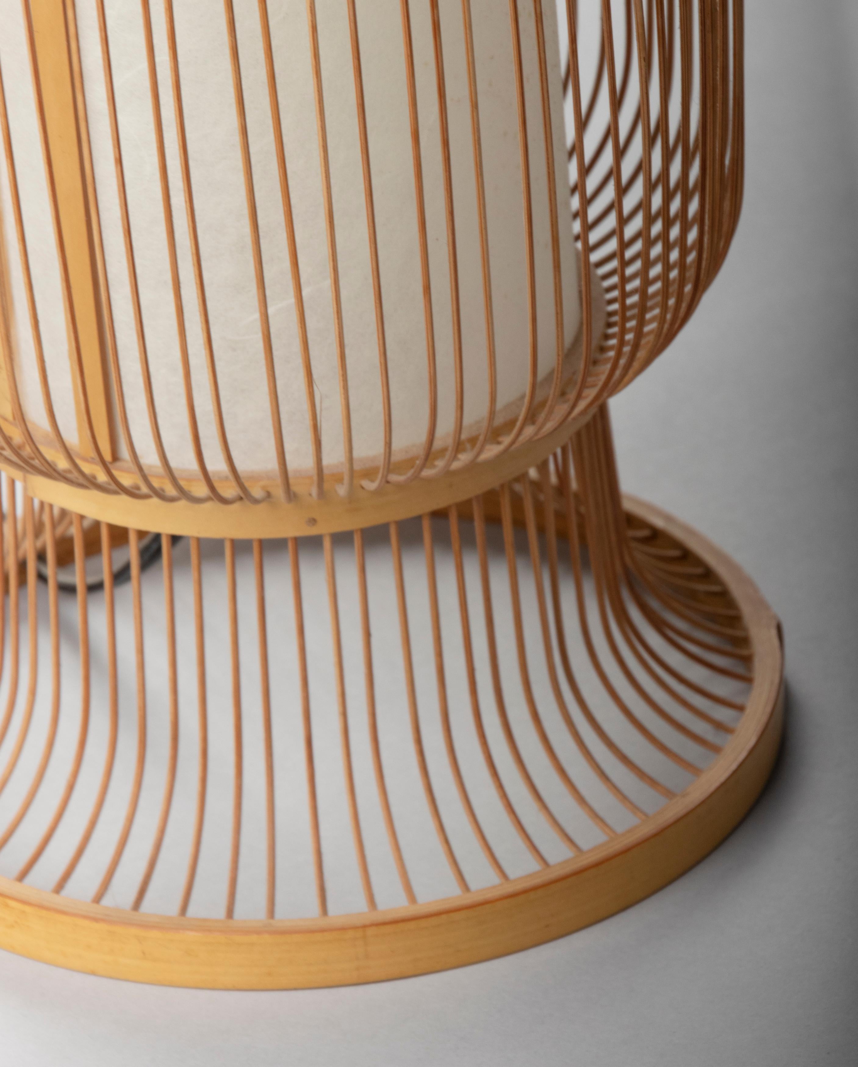 Mid-Century Modern Japanese Bamboo Spokes Lantern Lamp 11